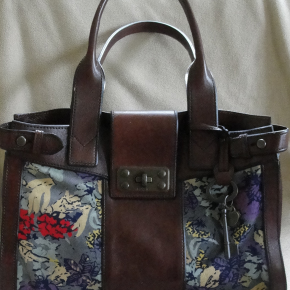 Leather Fossil and Suede Tote/Handbag